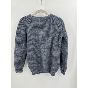 Vintage Brenire Scotland Hand Framed Pure New Wool Chunky Marl Knit Sweater L